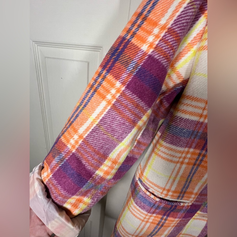 Nordstrom Plaid Jacket Orange Purple Preppy Spring Blazer - Picture 6 of 10